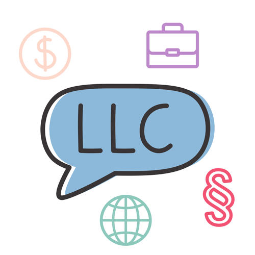 LLC text bubble artwork